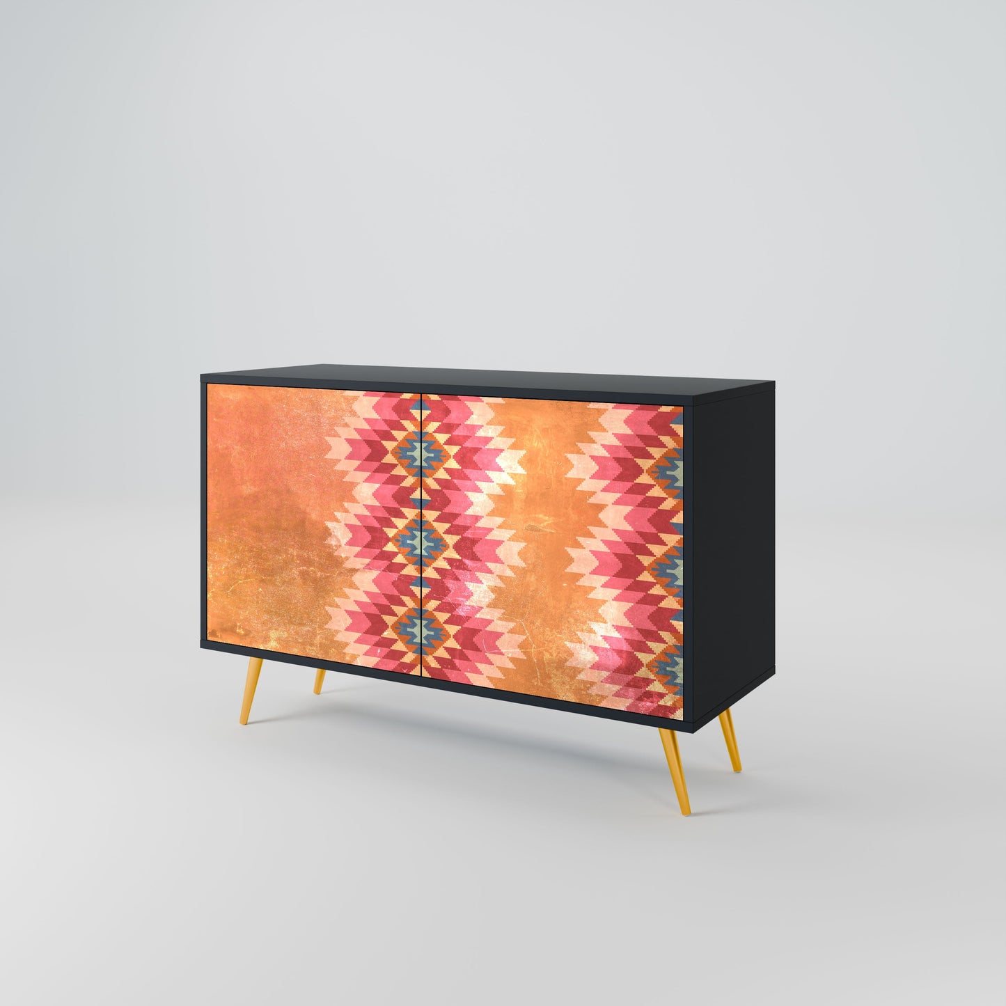 Credenza INDIAN FOLK a 2 ante in finitura nera