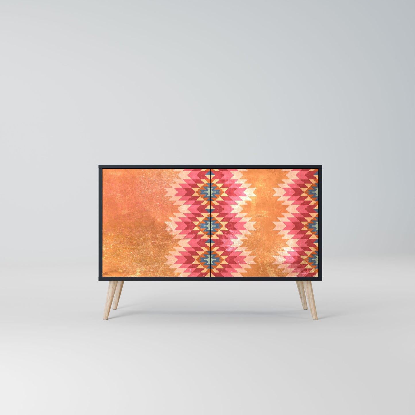 Credenza INDIAN FOLK a 2 ante in finitura nera
