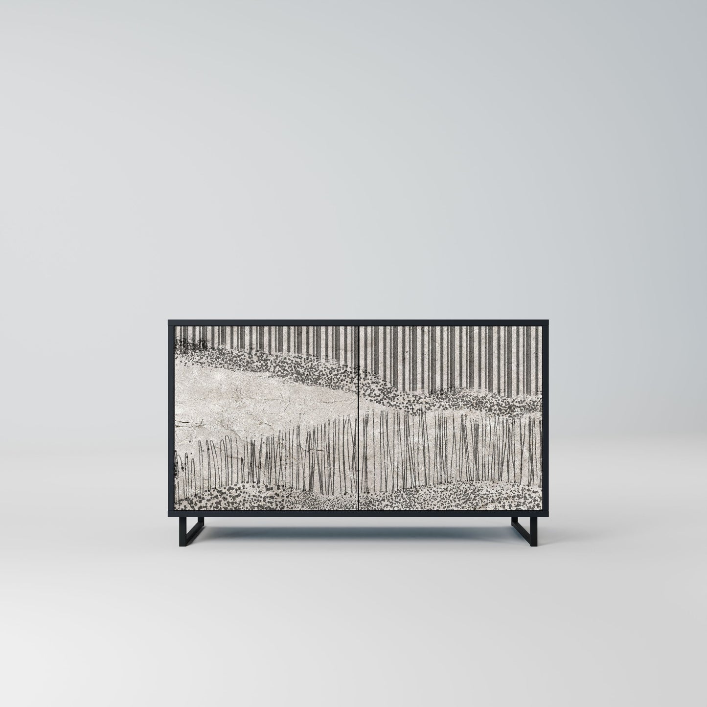 GRAIN LINES 2-Door Sideboard in Black Finish