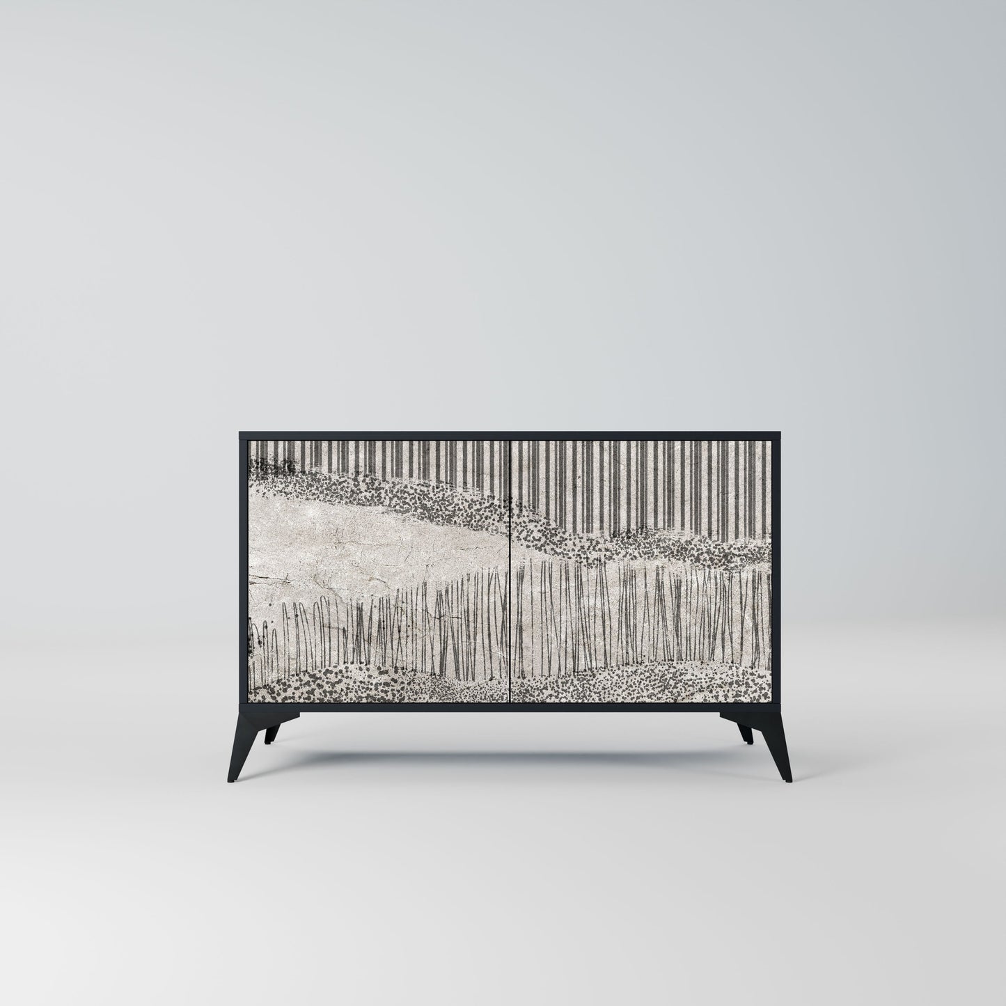 GRAIN LINES 2-Door Sideboard in Black Finish
