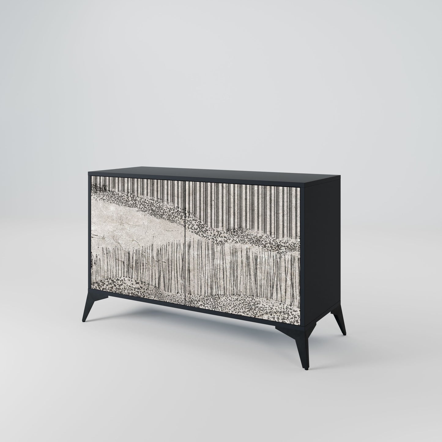 GRAIN LINES 2-Door Sideboard in Black Finish