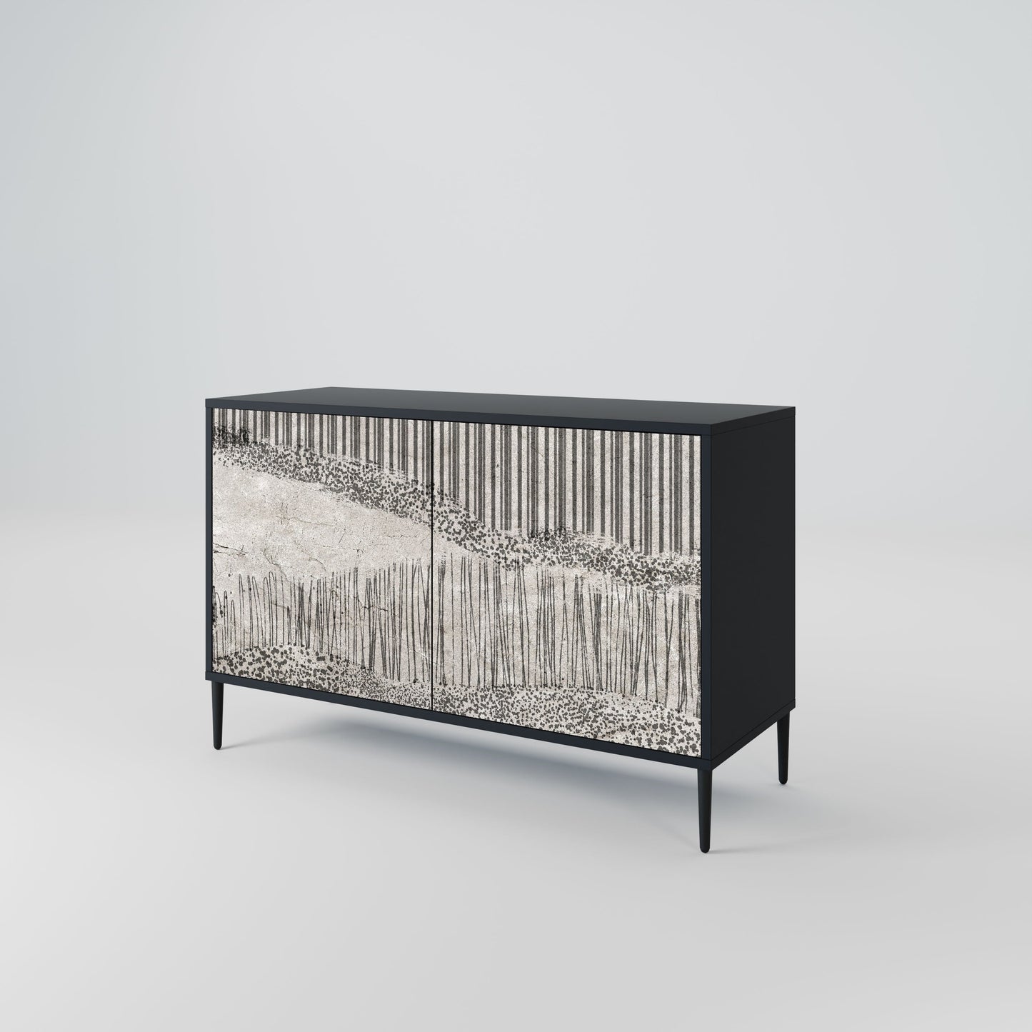 GRAIN LINES 2-Door Sideboard in Black Finish