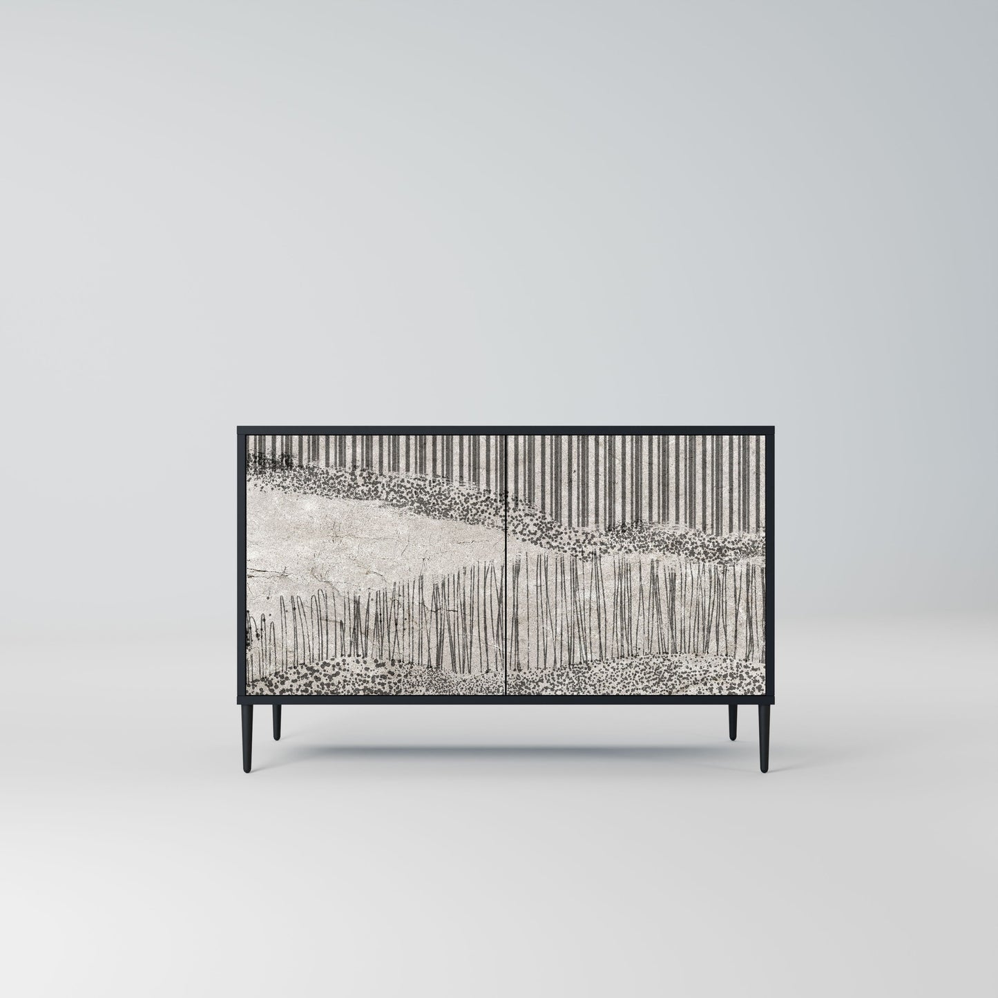 GRAIN LINES 2-Door Sideboard in Black Finish