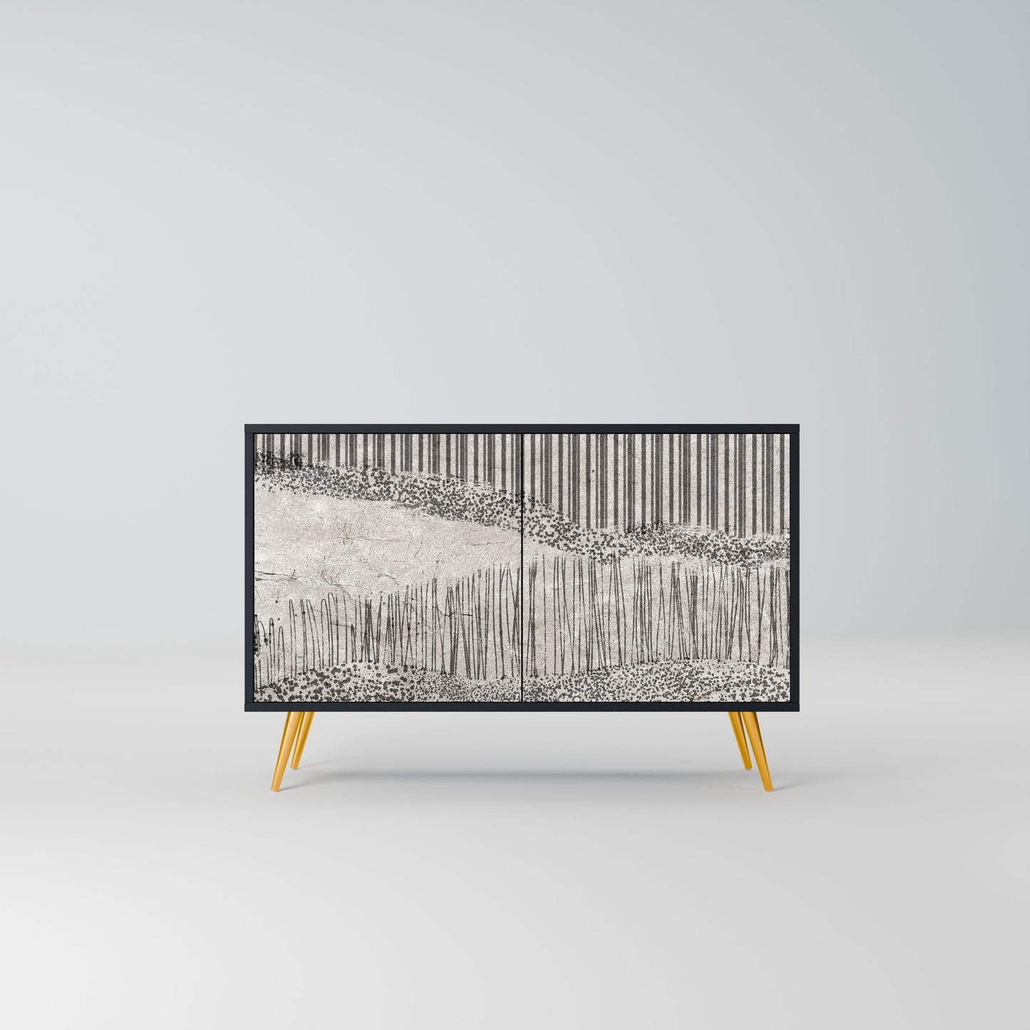 GRAIN LINES 2-Door Sideboard in Black Finish