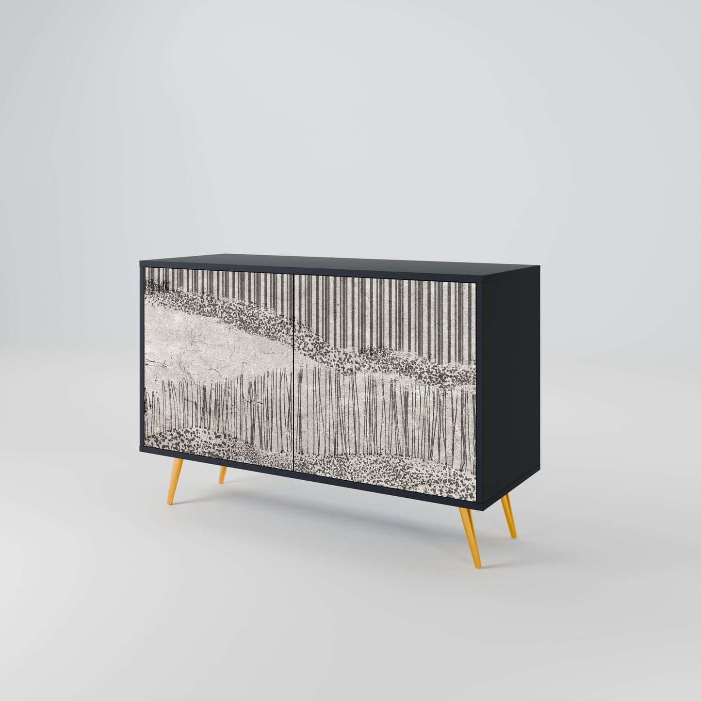 GRAIN LINES 2-Door Sideboard in Black Finish