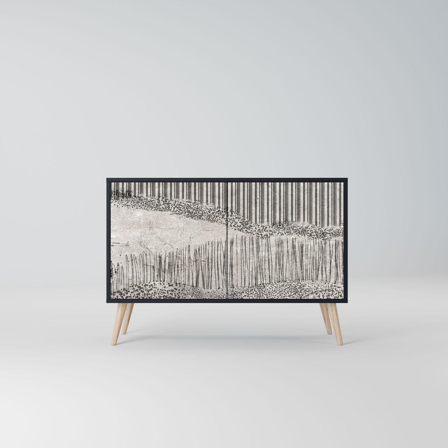 GRAIN LINES 2-Door Sideboard in Black Finish