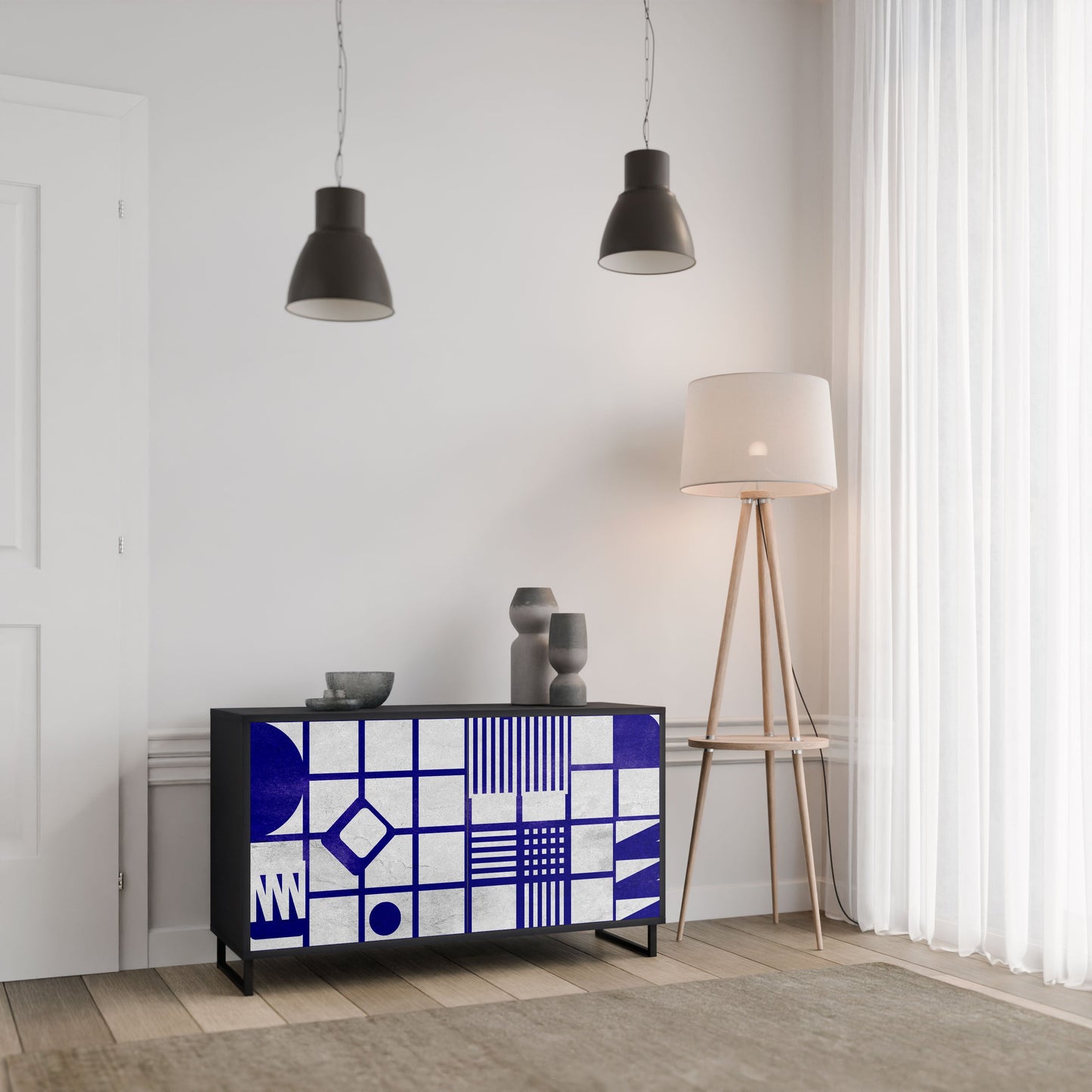 Credenza a 2 ante THE RIGHT PLACES in finitura nera