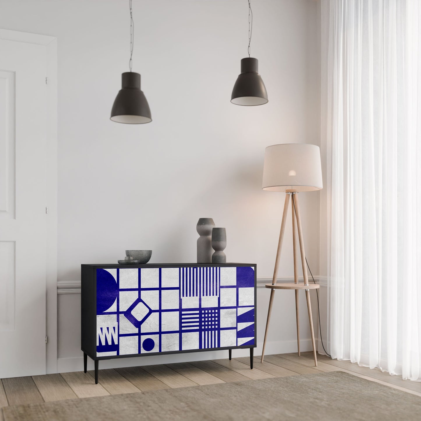 Credenza a 2 ante THE RIGHT PLACES in finitura nera
