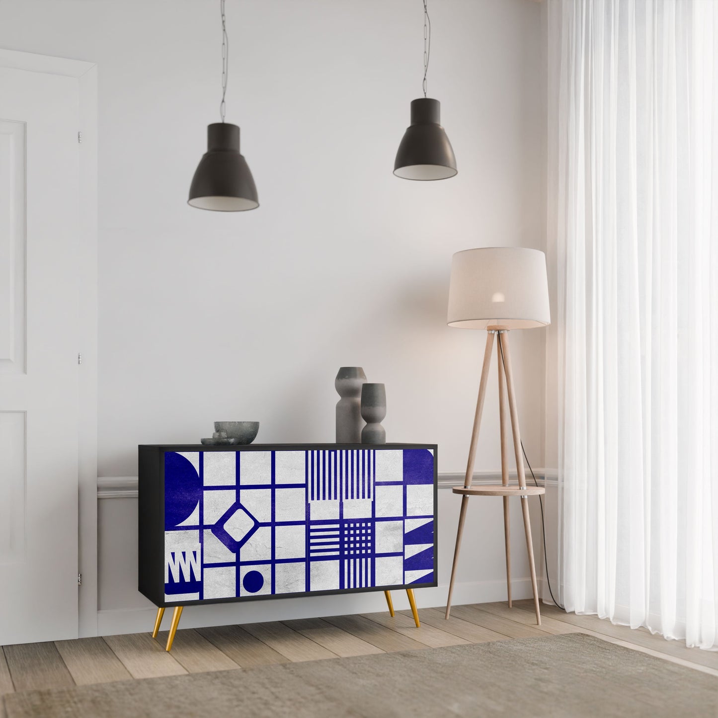 Credenza a 2 ante THE RIGHT PLACES in finitura nera