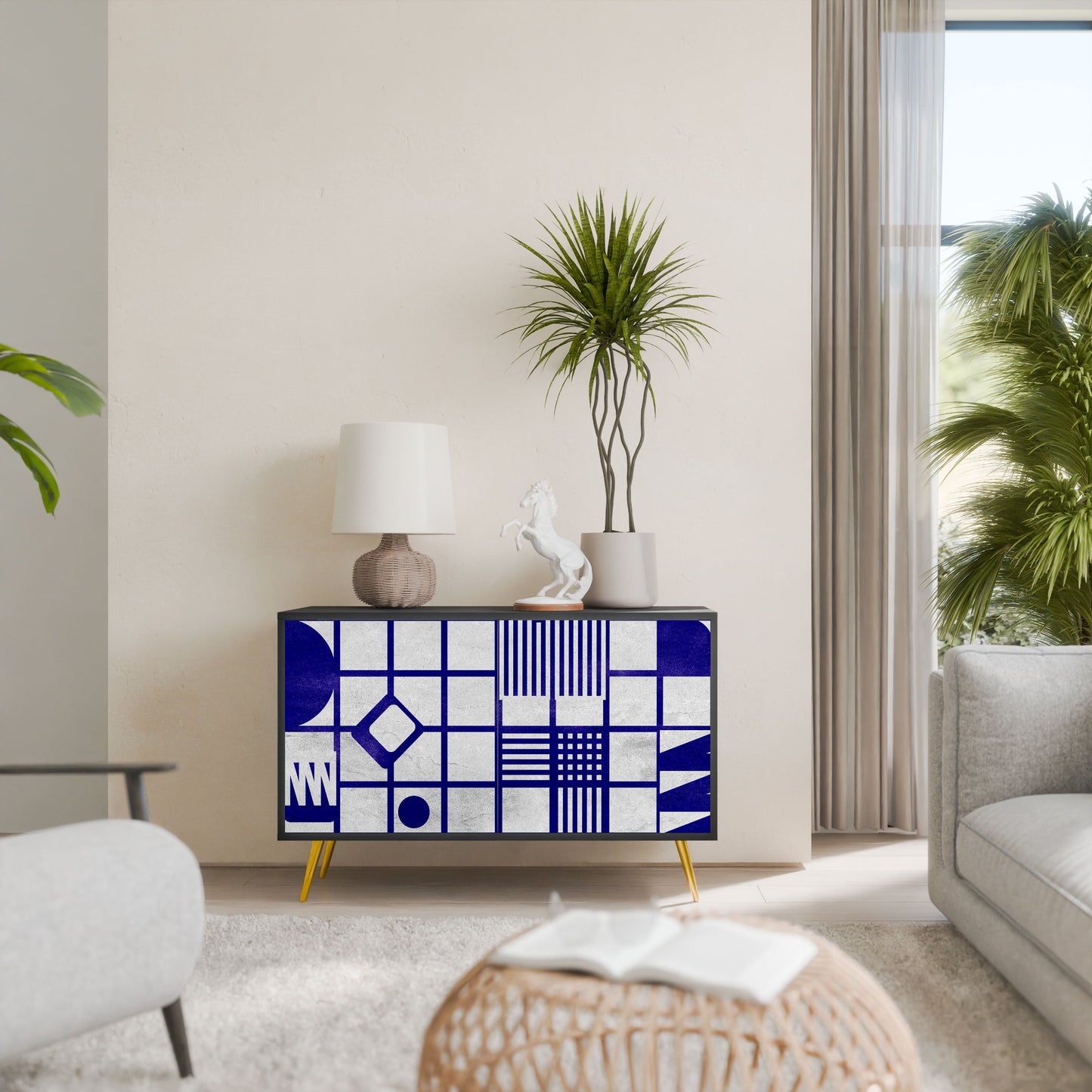Credenza a 2 ante THE RIGHT PLACES in finitura nera