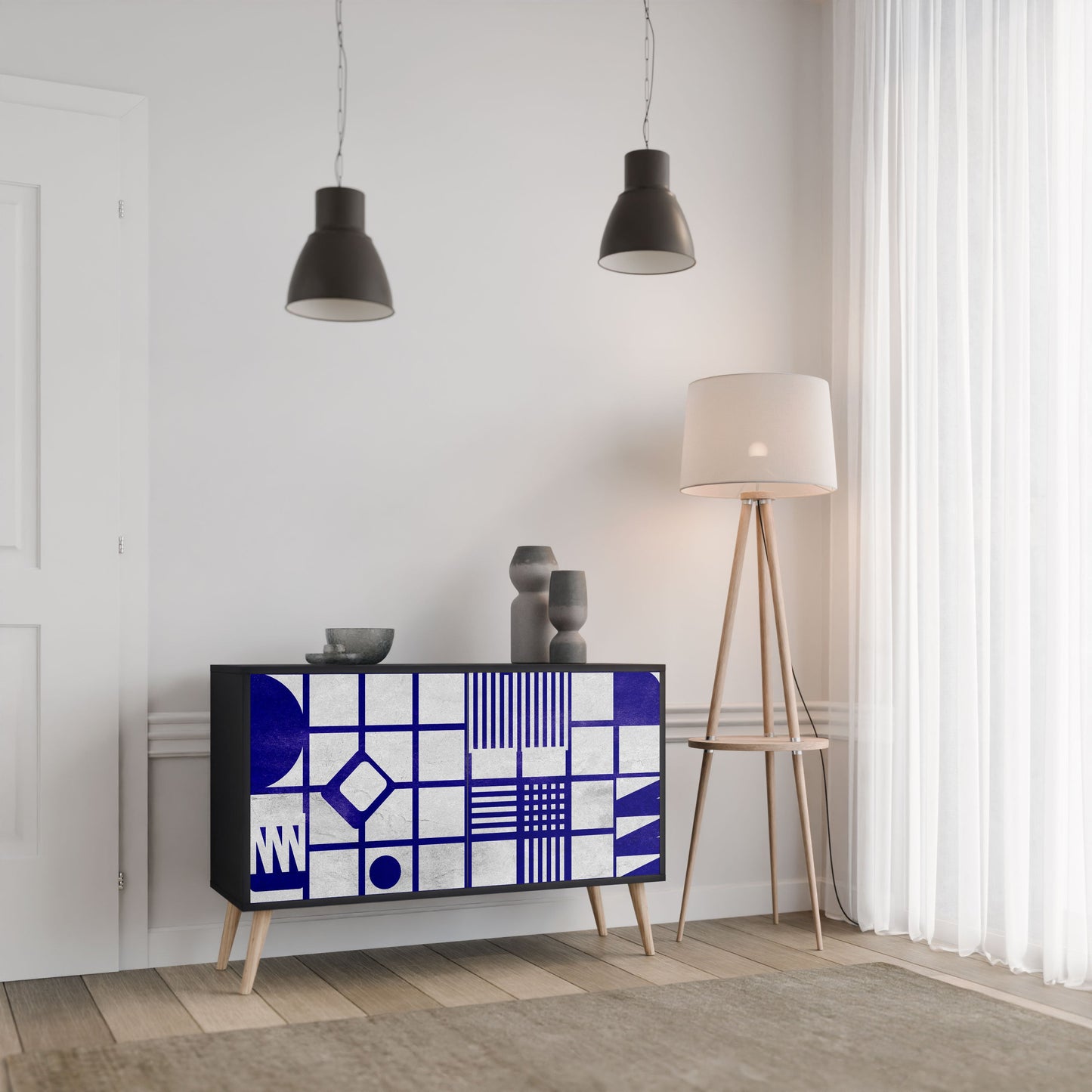 Credenza a 2 ante THE RIGHT PLACES in finitura nera