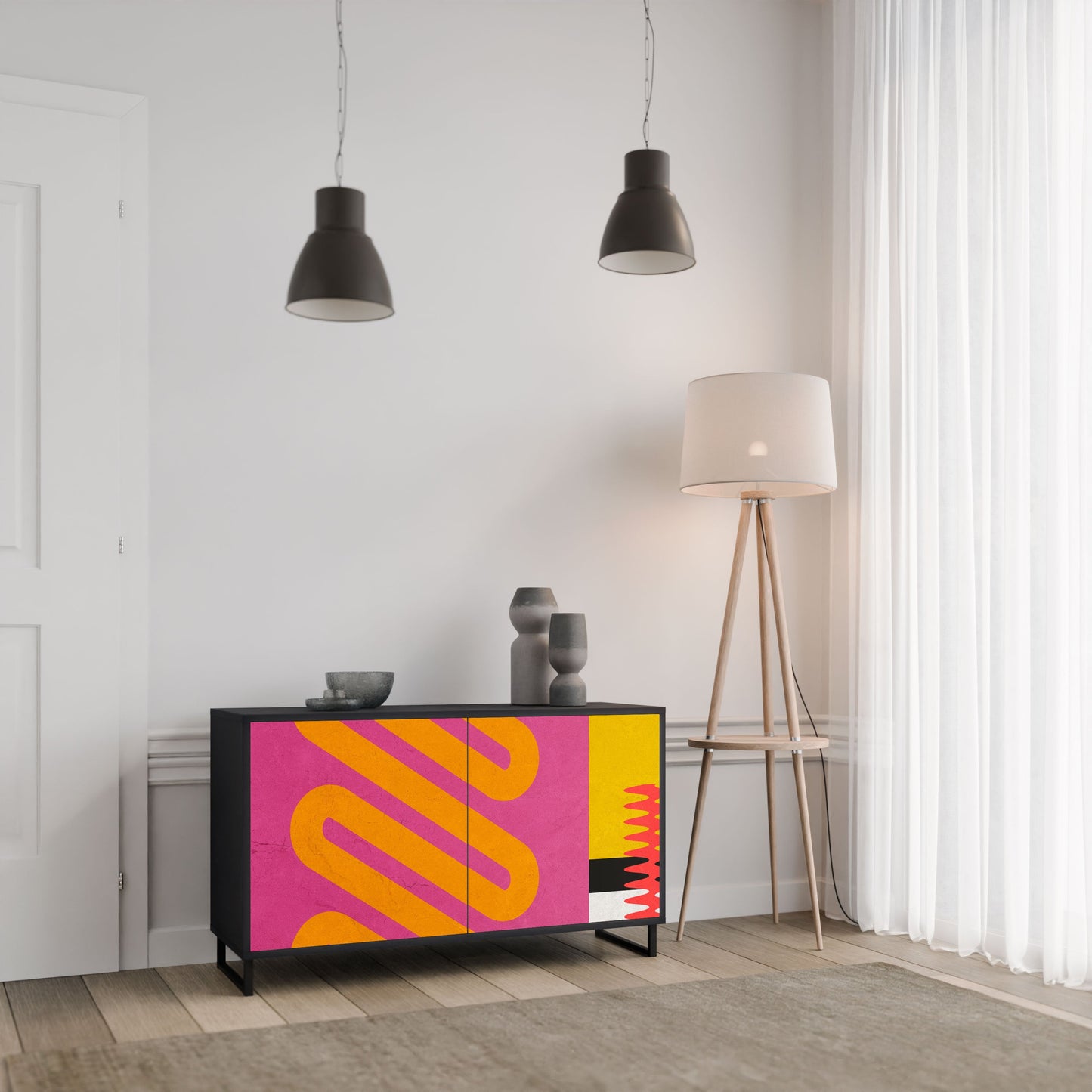 Credenza VIVID ART a 2 ante in finitura nera