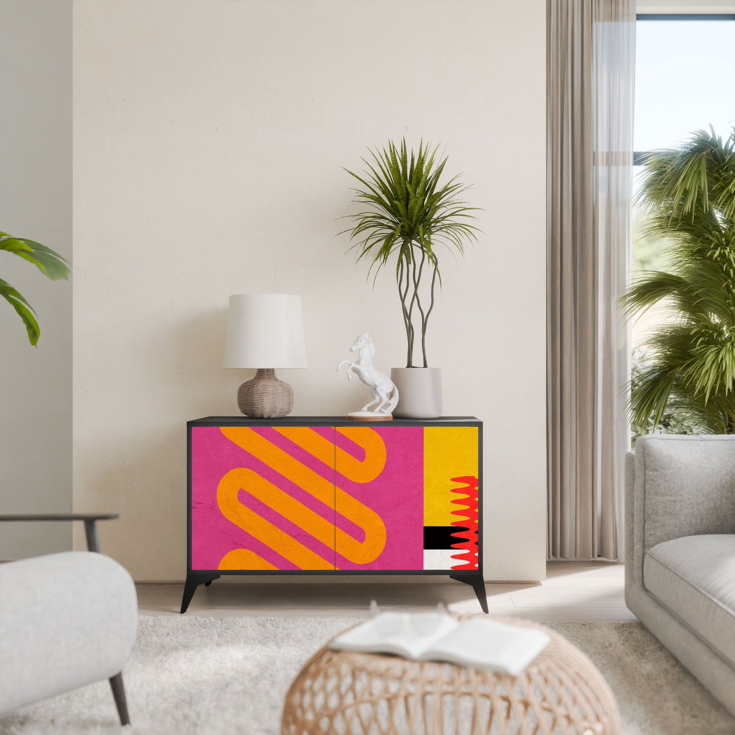 Credenza VIVID ART a 2 ante in finitura nera