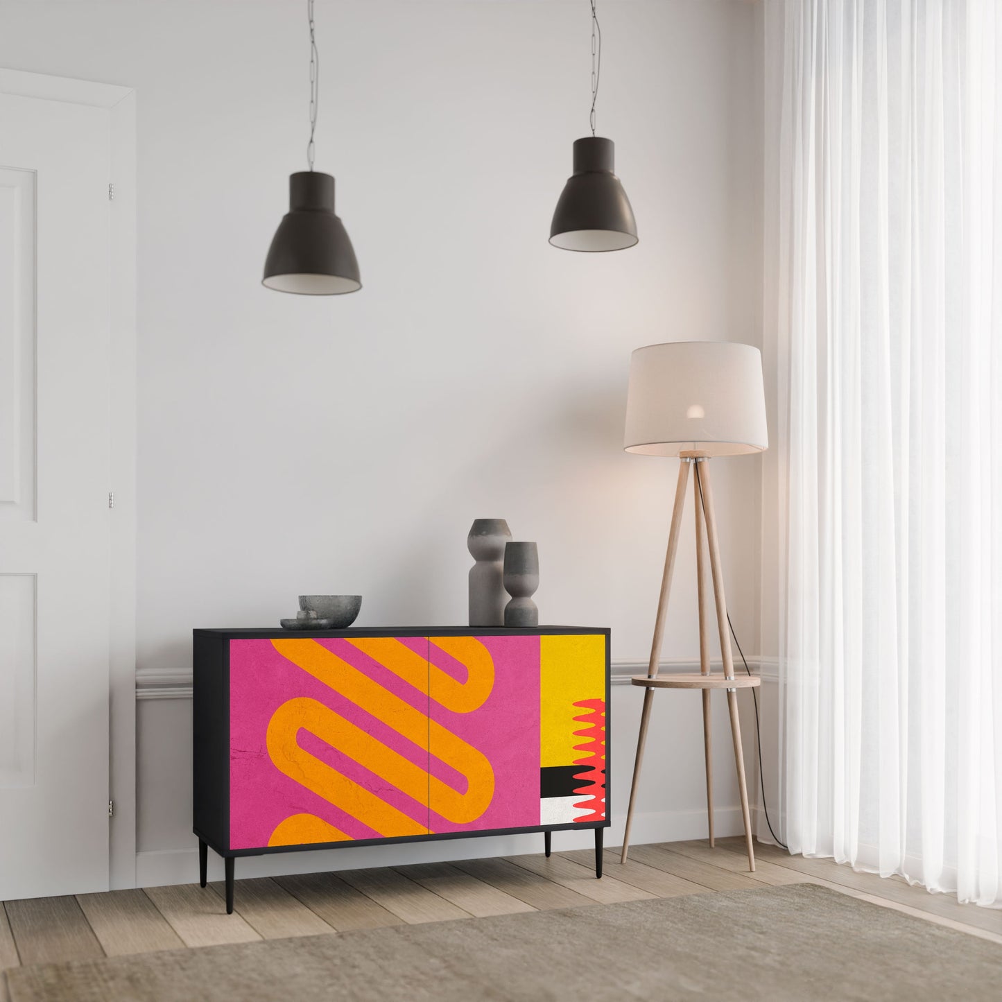 Credenza VIVID ART a 2 ante in finitura nera
