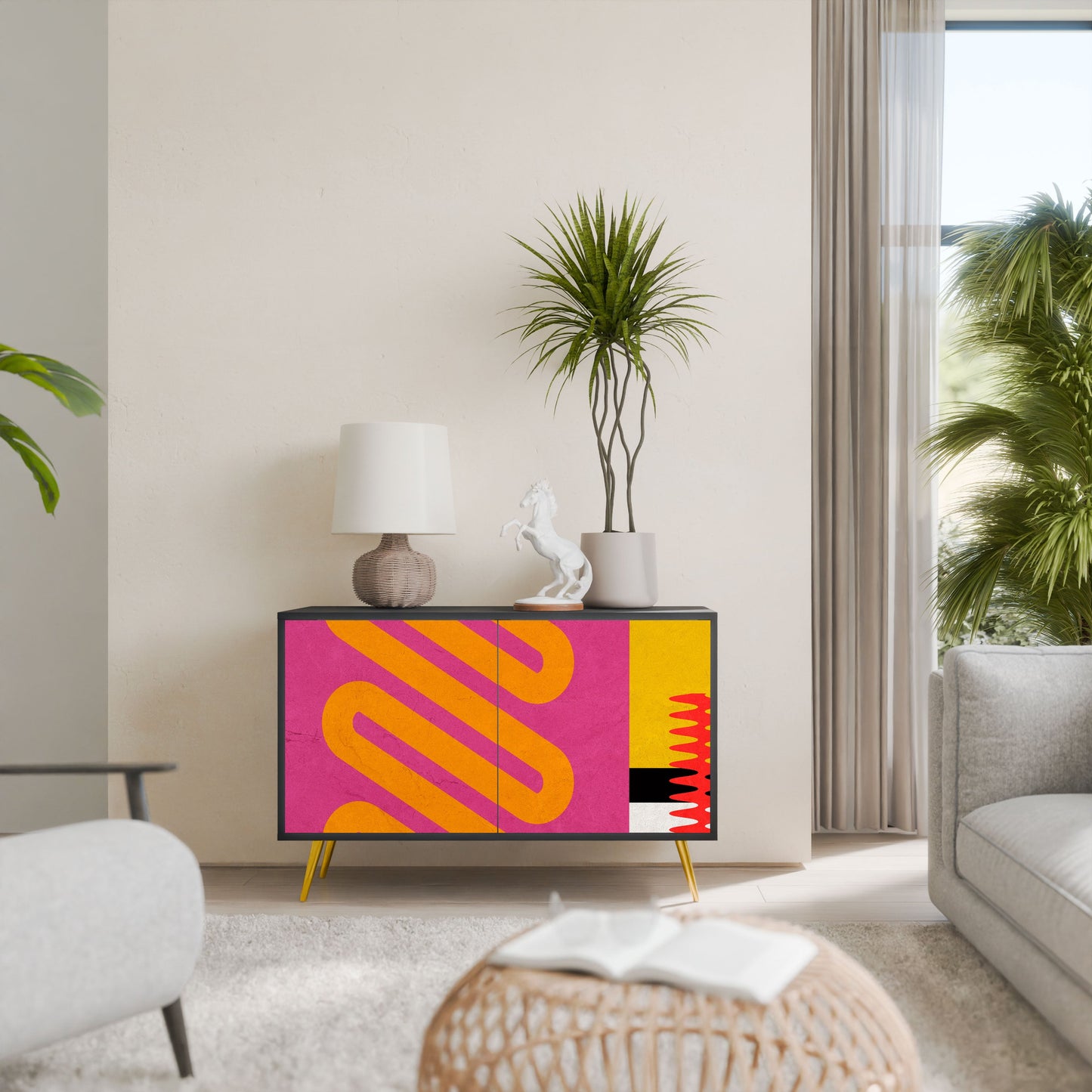 Credenza VIVID ART a 2 ante in finitura nera