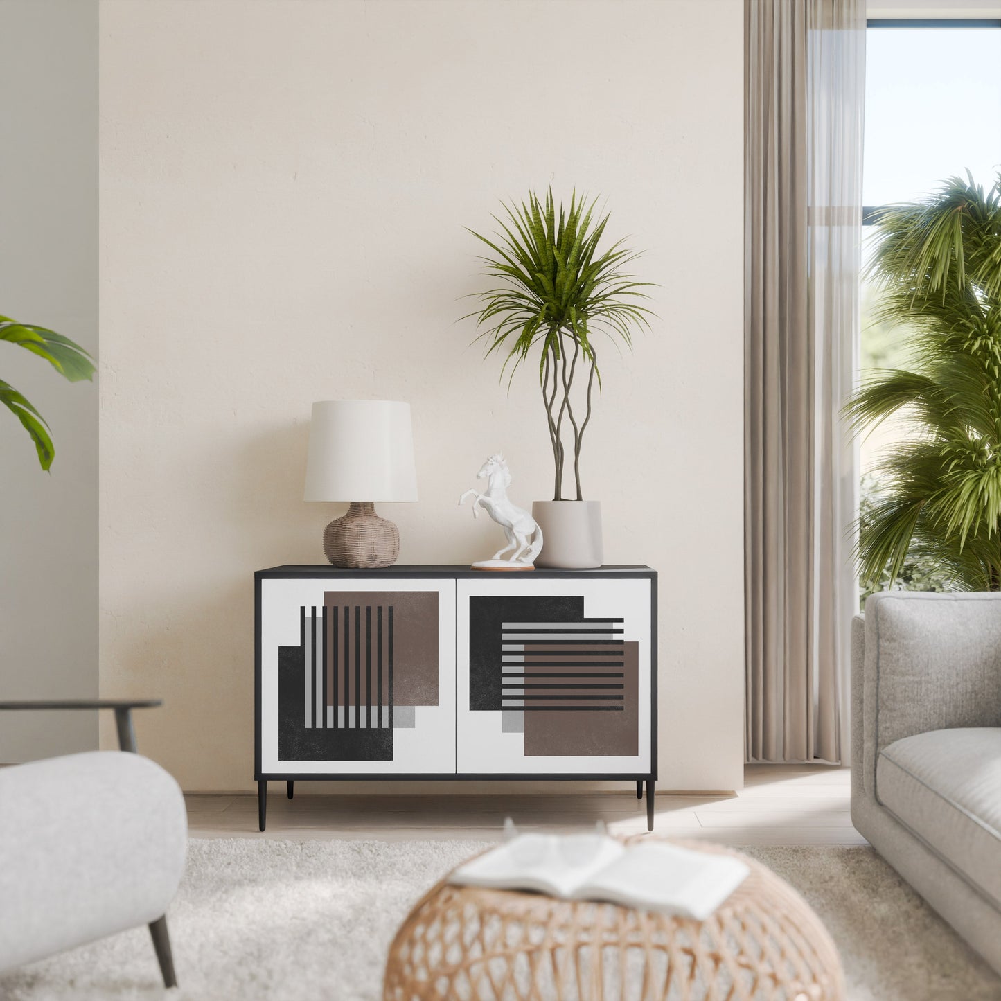Credenza a 2 ante SHADOW SYNCHRONY in finitura nera