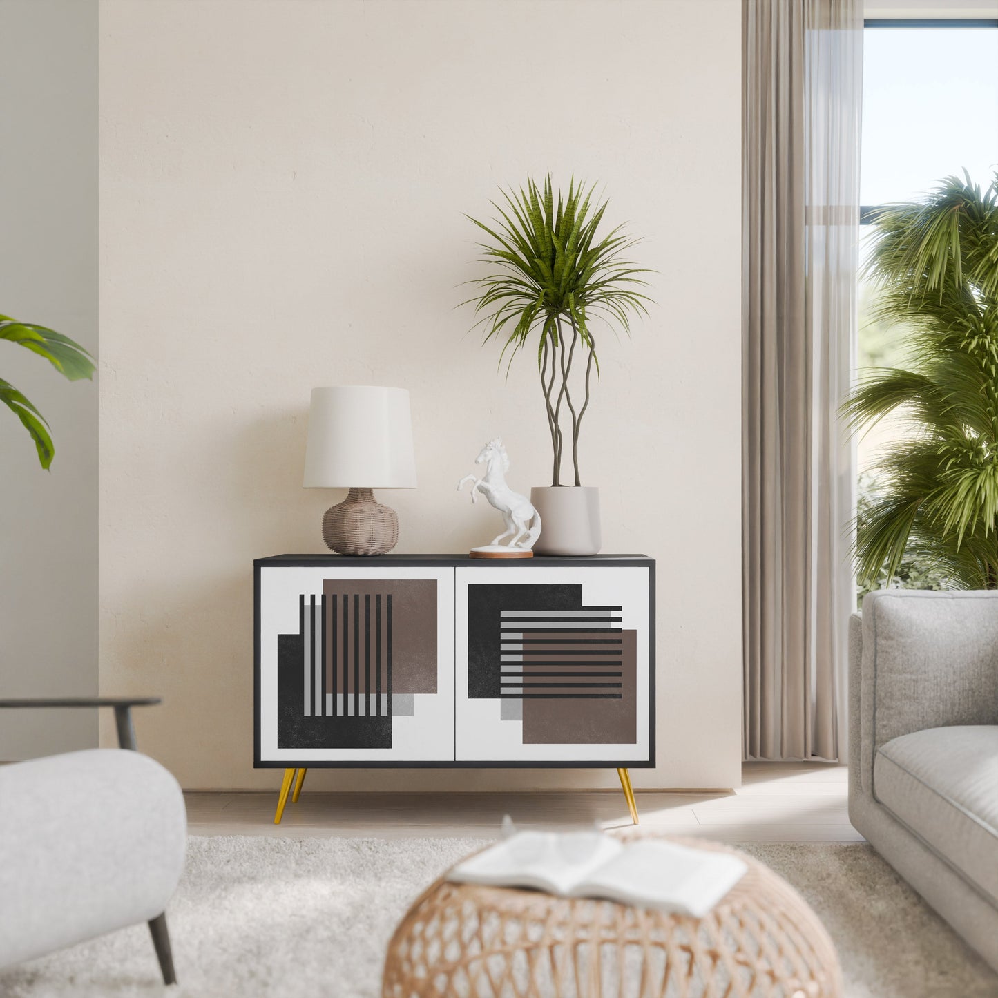 Credenza a 2 ante SHADOW SYNCHRONY in finitura nera