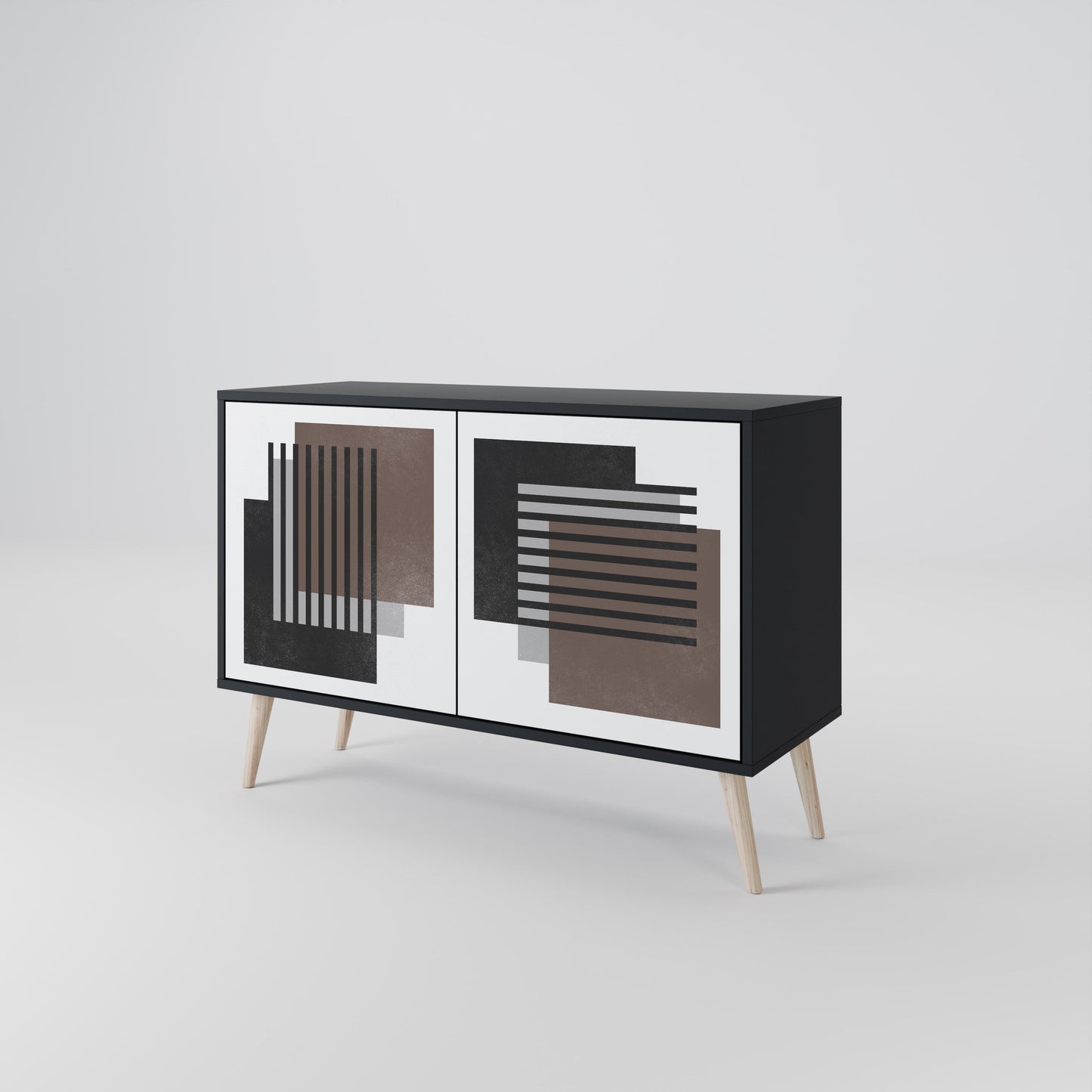 Credenza a 2 ante SHADOW SYNCHRONY in finitura nera