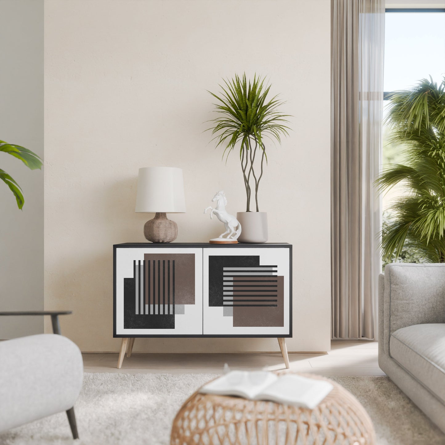 Credenza a 2 ante SHADOW SYNCHRONY in finitura nera