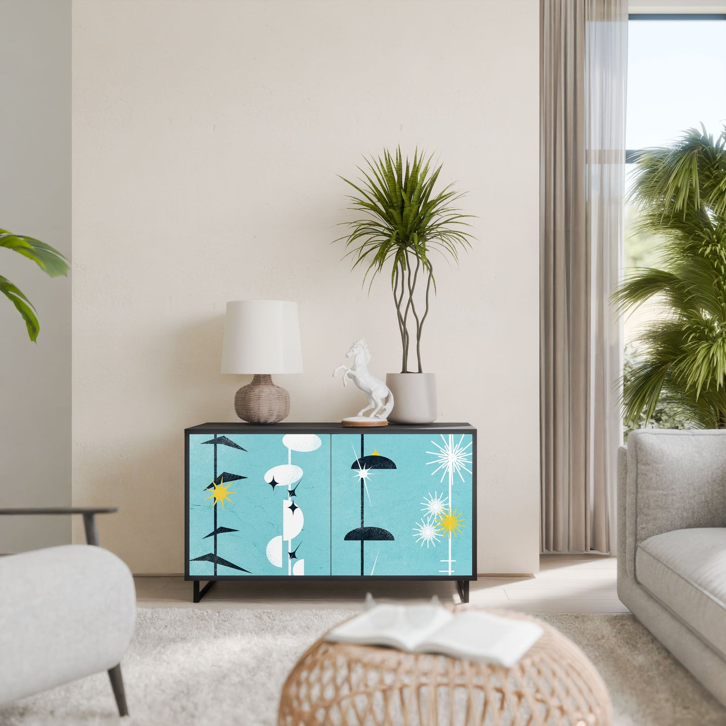 Credenza a 2 ante PATHS TO HAPPINESS in finitura nera