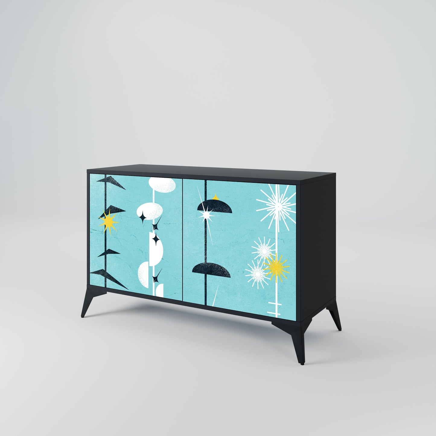 Credenza a 2 ante PATHS TO HAPPINESS in finitura nera
