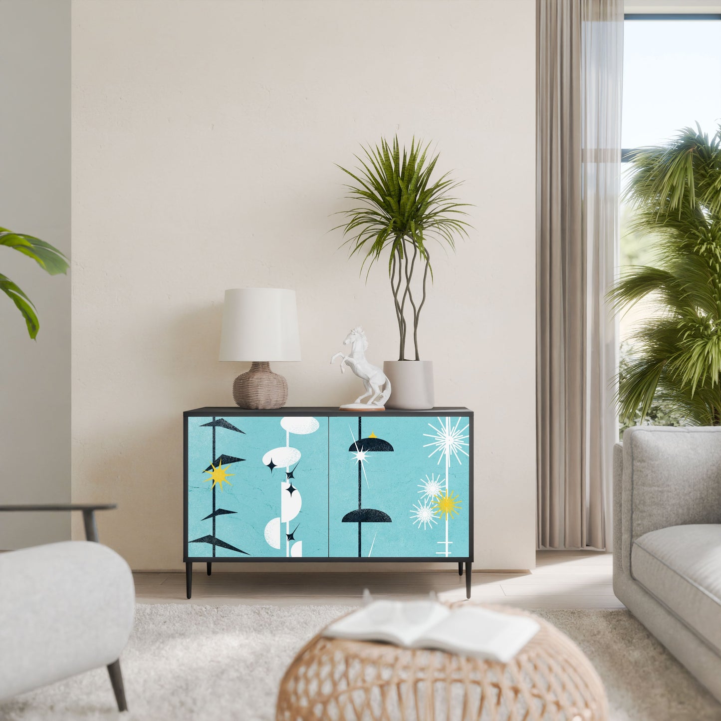 Credenza a 2 ante PATHS TO HAPPINESS in finitura nera