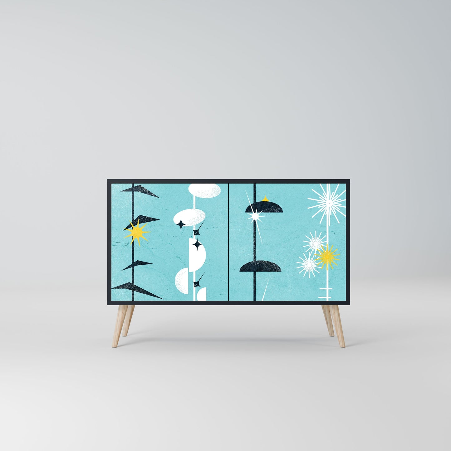 Credenza a 2 ante PATHS TO HAPPINESS in finitura nera