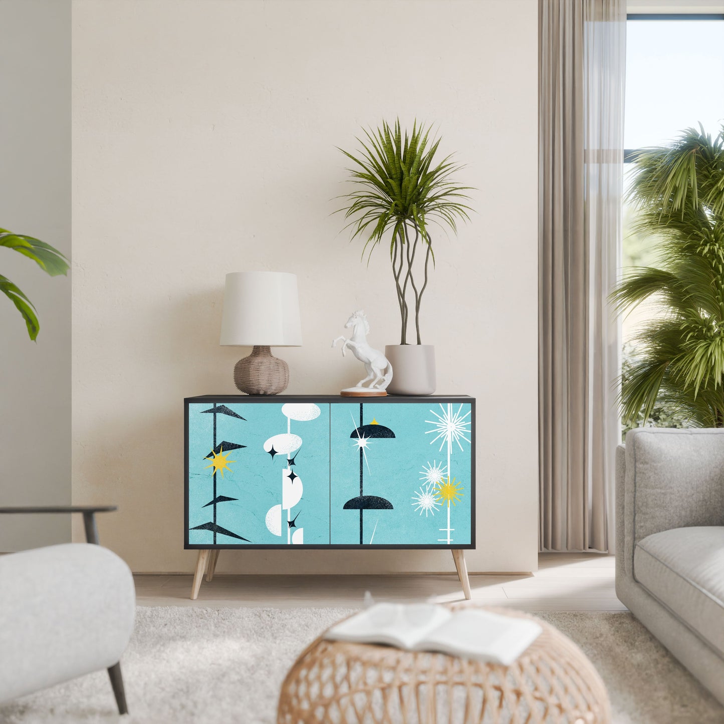 Credenza a 2 ante PATHS TO HAPPINESS in finitura nera