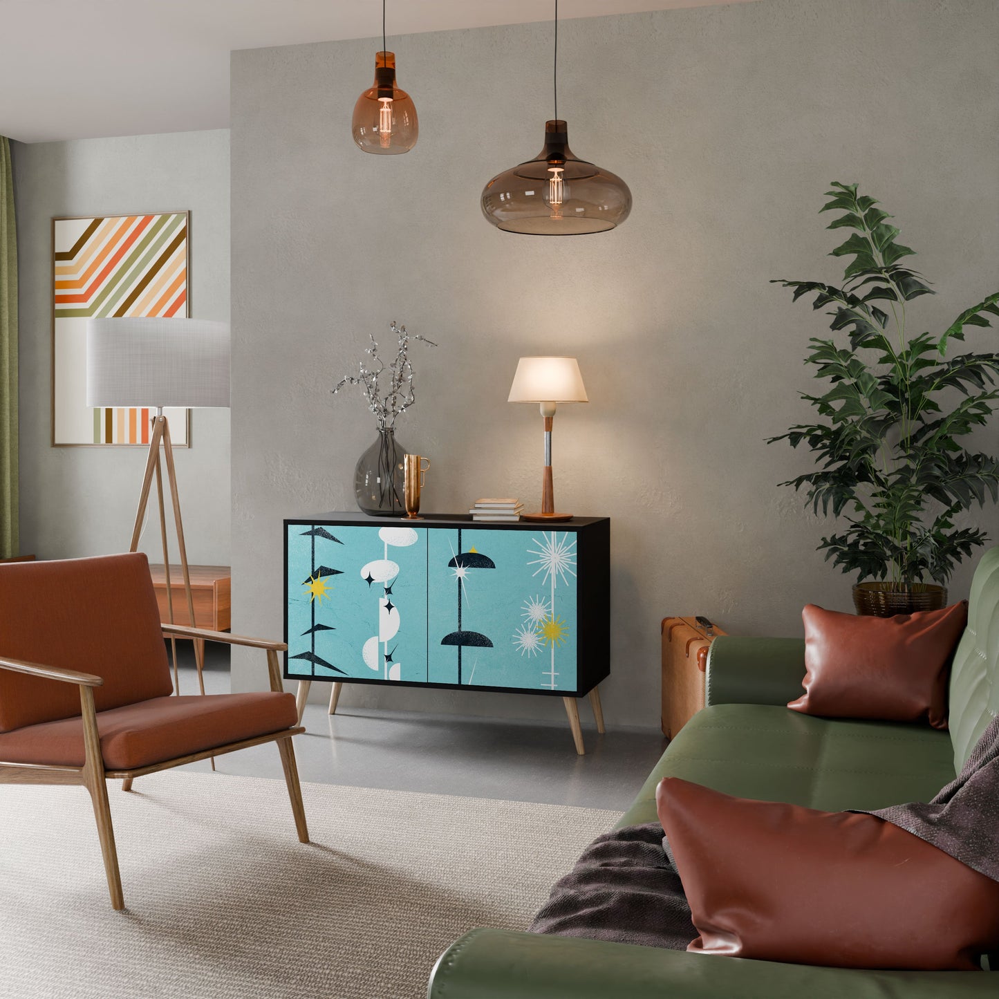 Credenza a 2 ante PATHS TO HAPPINESS in finitura nera