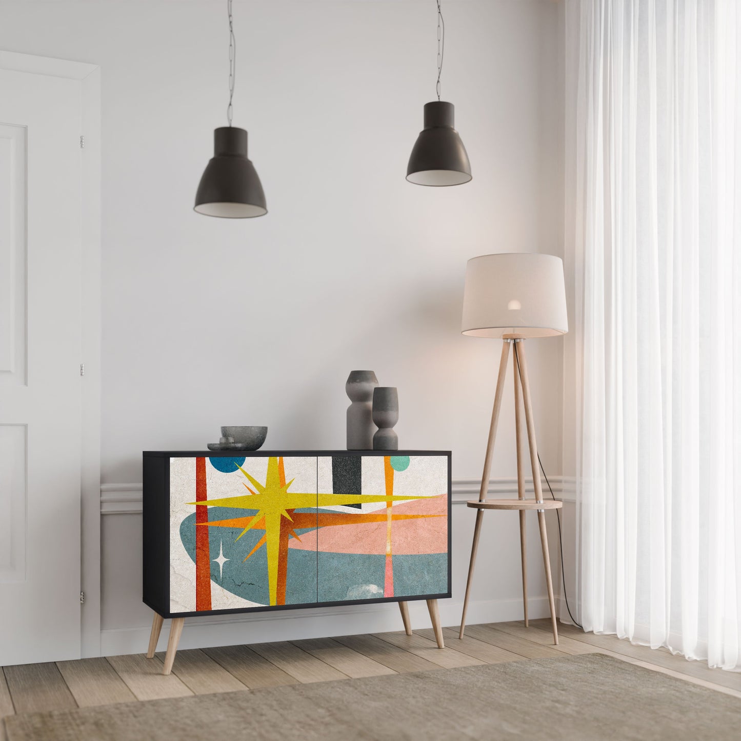 Credenza a 2 ante INTERSTELLAR VIBES in finitura nera