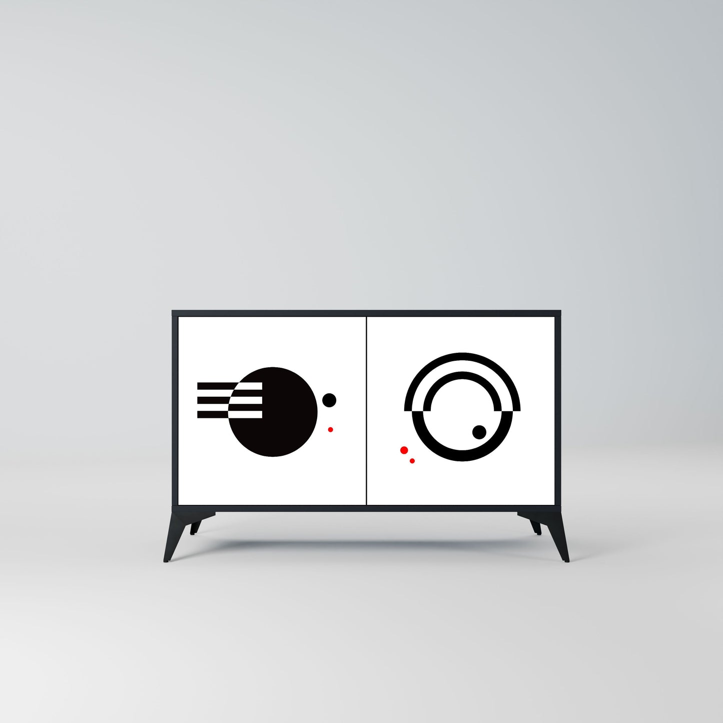 Credenza a 2 ante COMBINAZIONE BIANCO E NERO in finitura nera