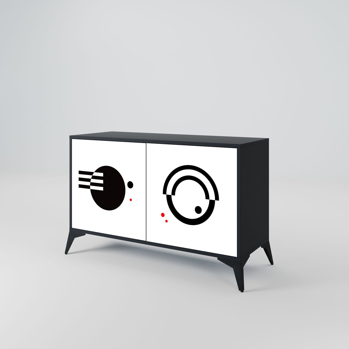 Credenza a 2 ante COMBINAZIONE BIANCO E NERO in finitura nera