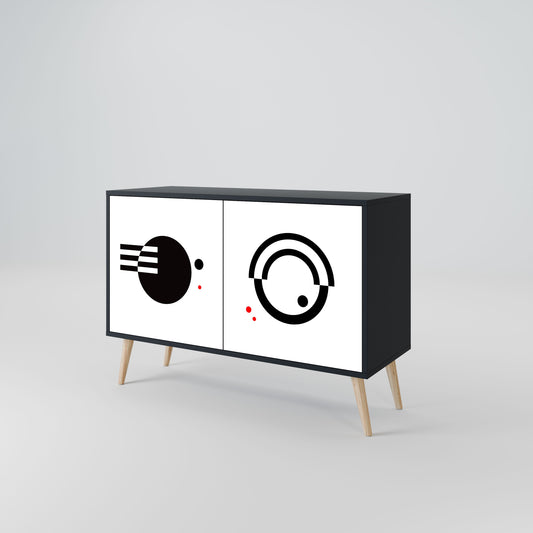 Credenza a 2 ante COMBINAZIONE BIANCO E NERO in finitura nera