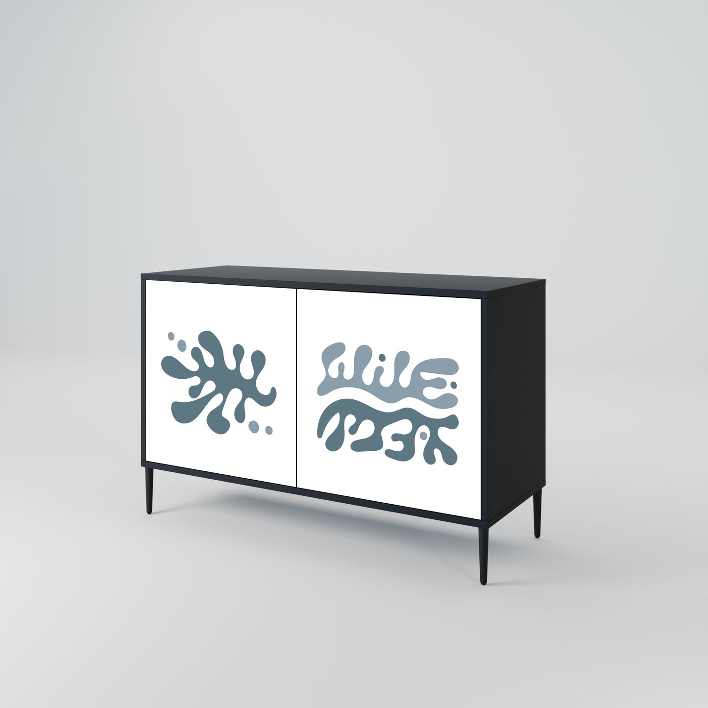 Credenza a 2 ante WONDERLAND VEGETATION in finitura nera