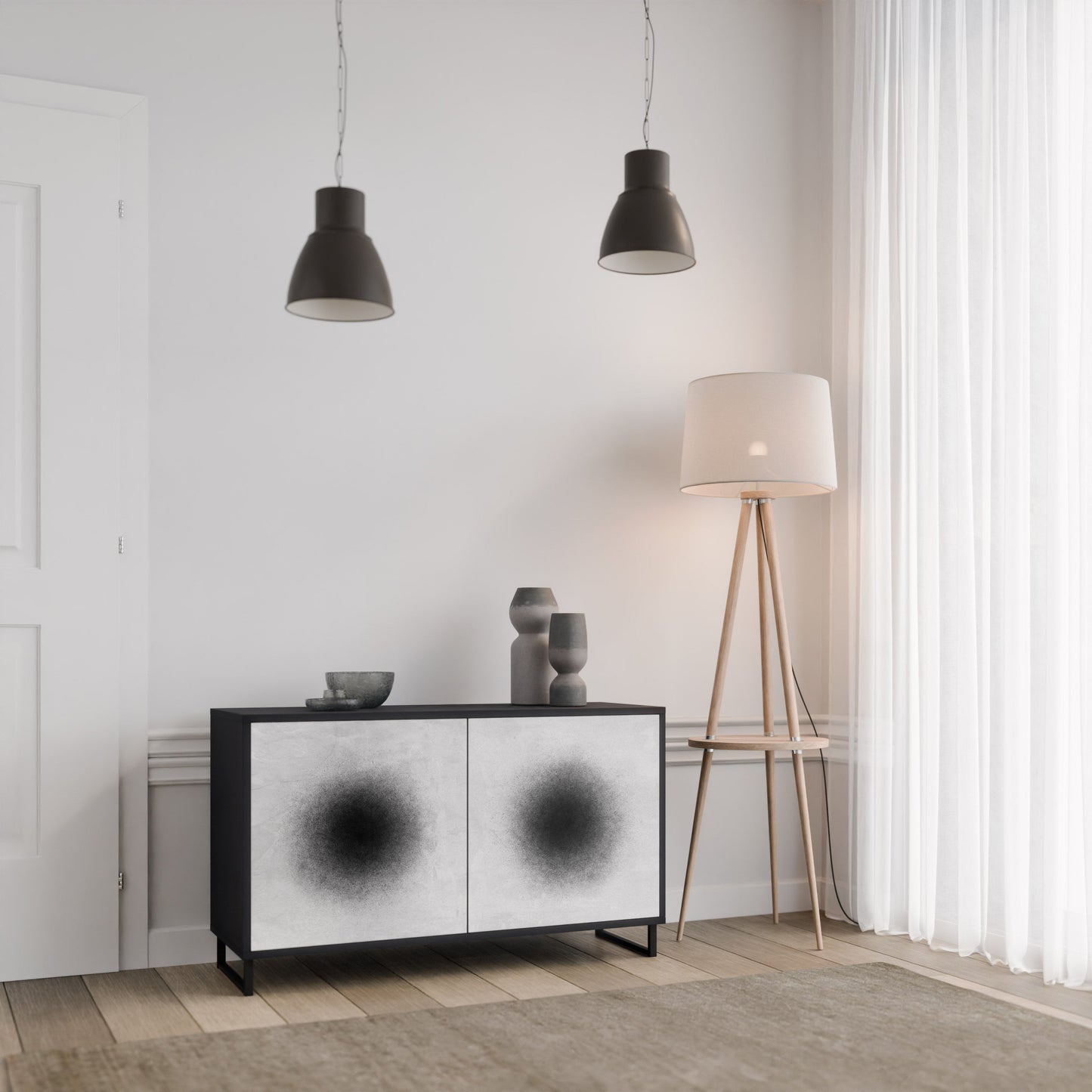 Credenza a 2 ante BLACK HOLE in finitura nera