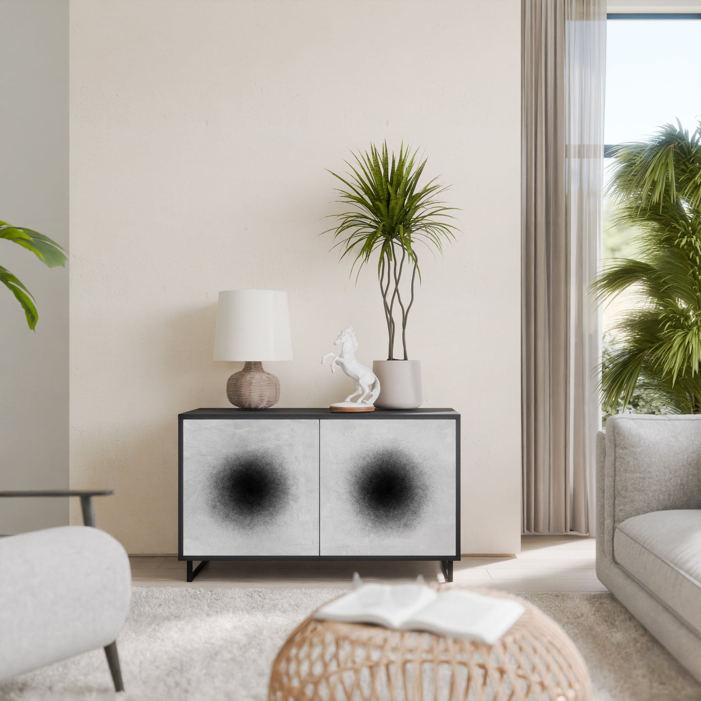 Credenza a 2 ante BLACK HOLE in finitura nera