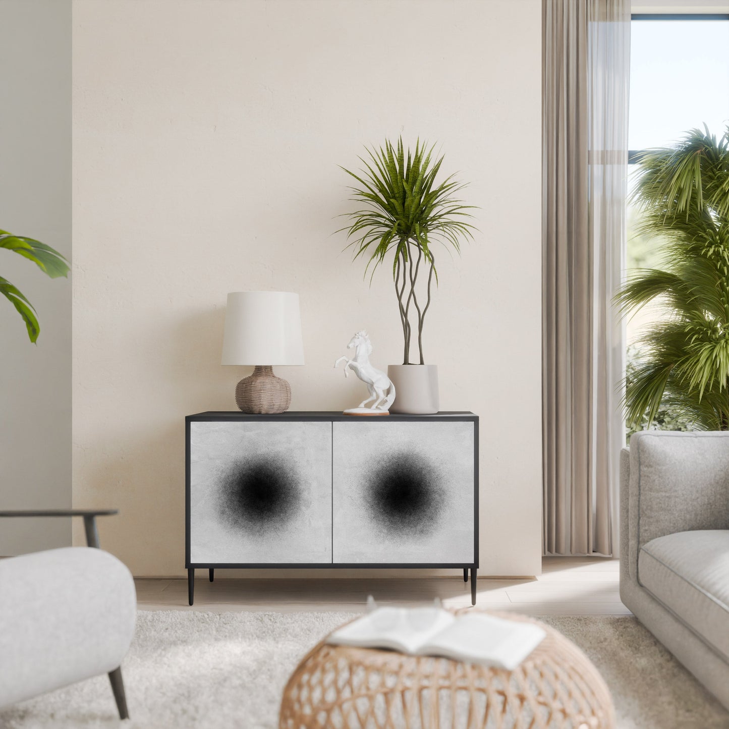 Credenza a 2 ante BLACK HOLE in finitura nera