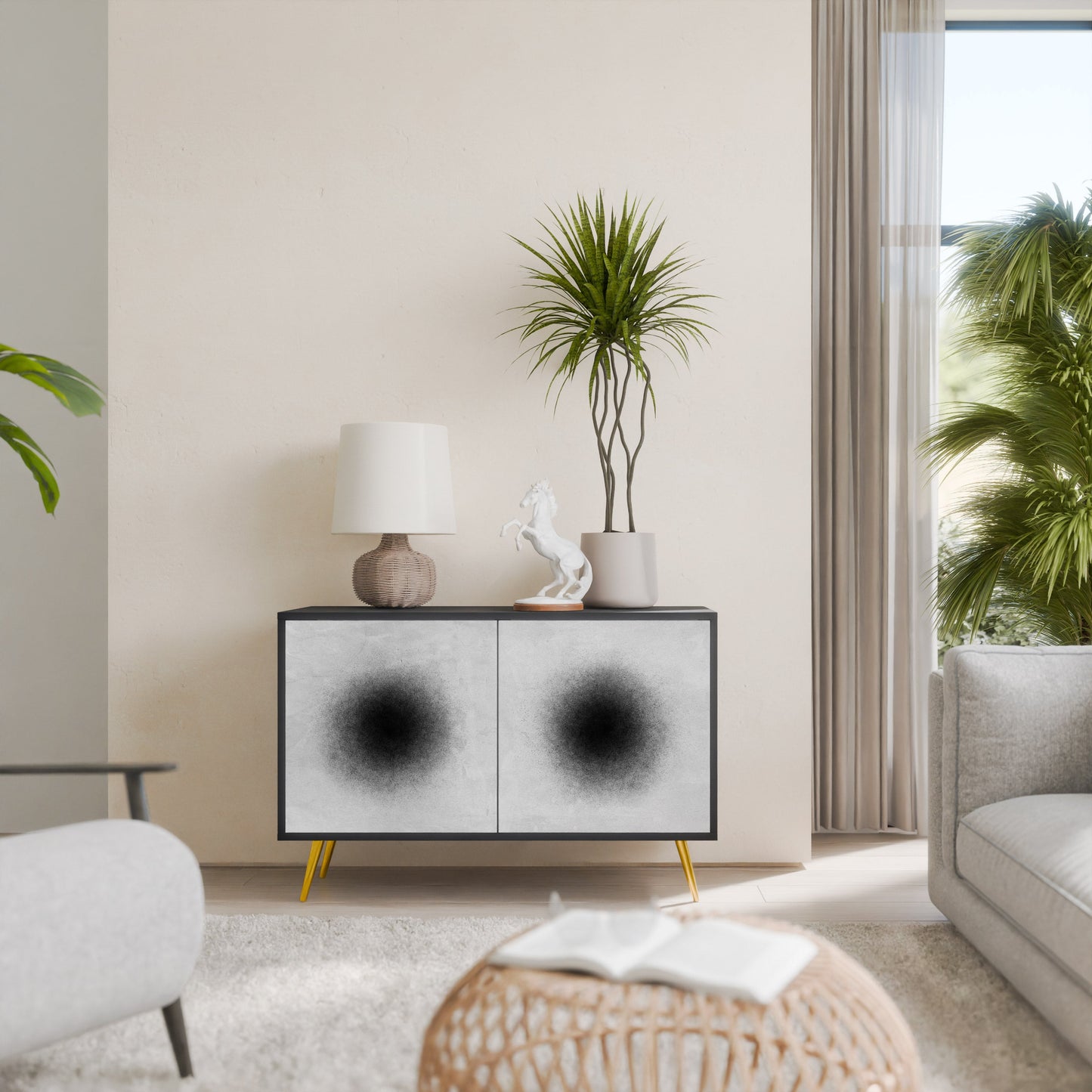 Credenza a 2 ante BLACK HOLE in finitura nera