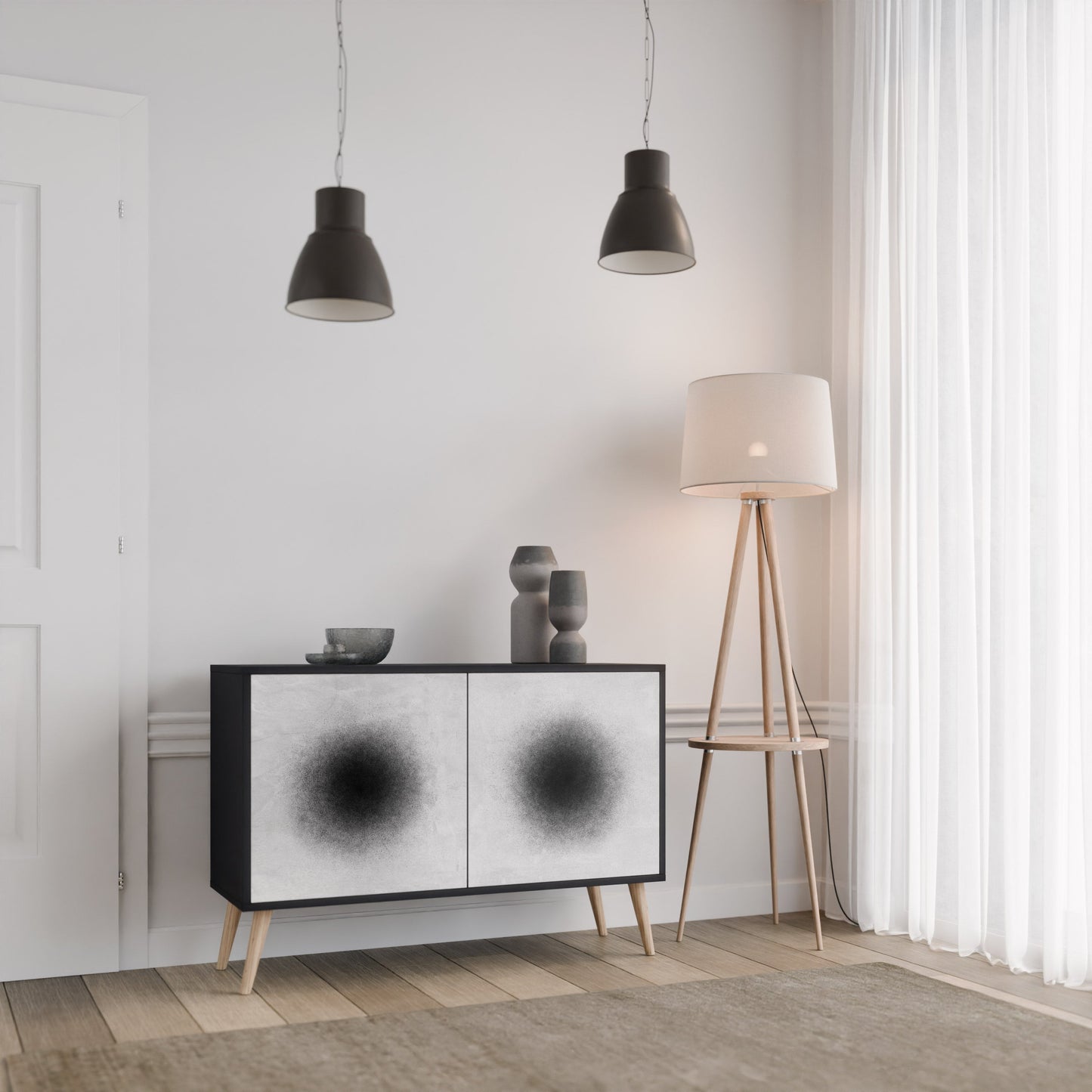 Credenza a 2 ante BLACK HOLE in finitura nera