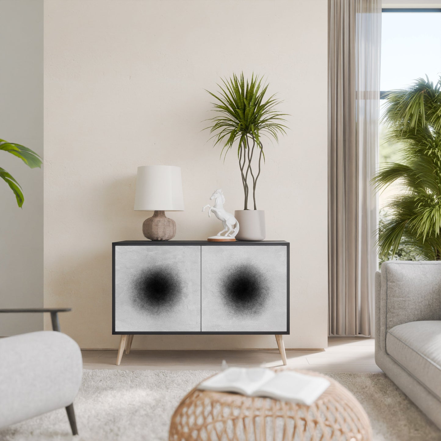 Credenza a 2 ante BLACK HOLE in finitura nera
