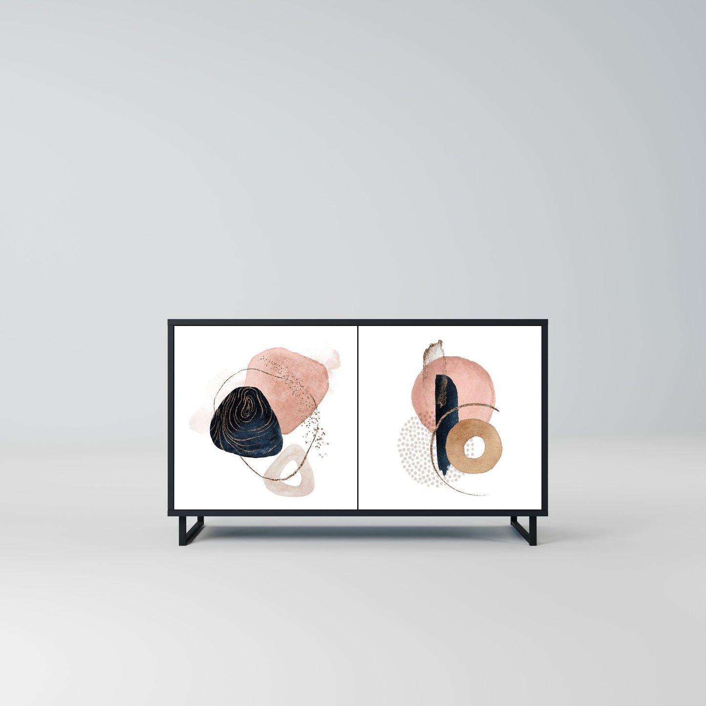 Credenza a 2 ante COLORFUL SHAPES in finitura nera