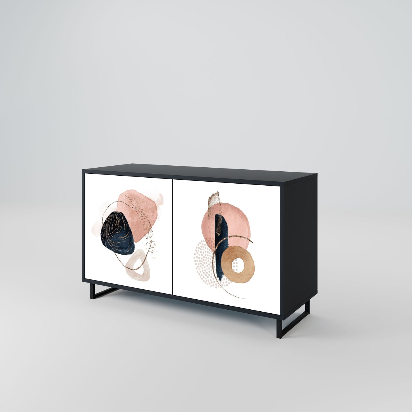 Credenza a 2 ante COLORFUL SHAPES in finitura nera
