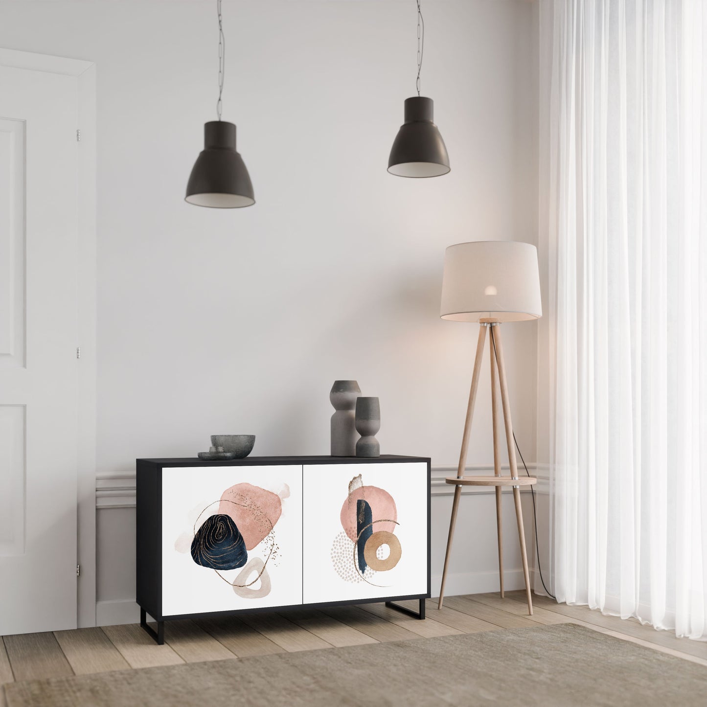 Credenza a 2 ante COLORFUL SHAPES in finitura nera