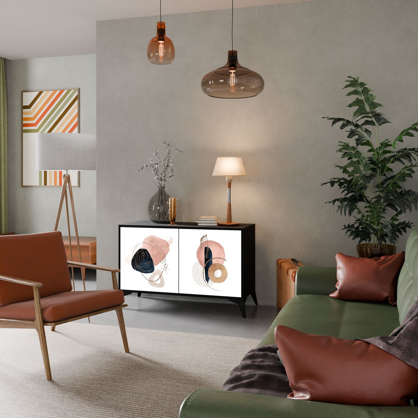 Credenza a 2 ante COLORFUL SHAPES in finitura nera
