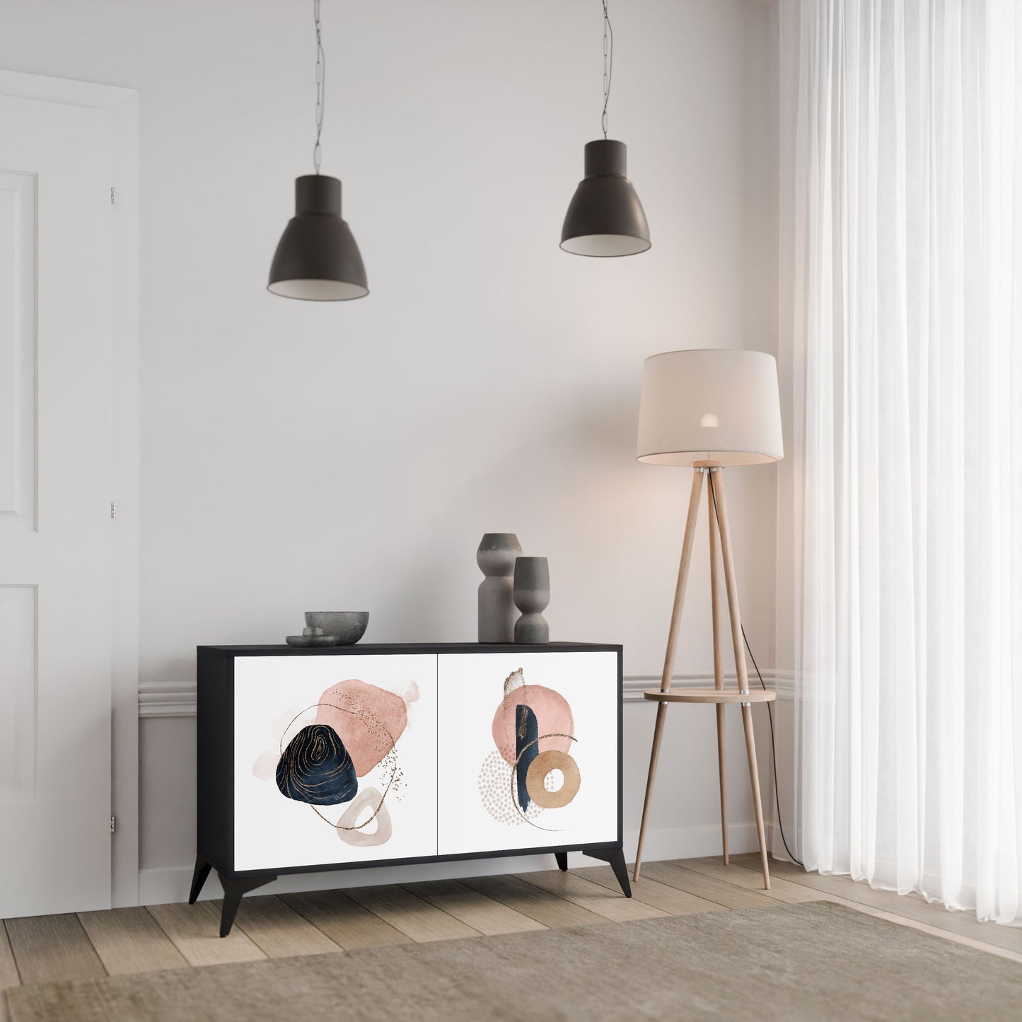 Credenza a 2 ante COLORFUL SHAPES in finitura nera
