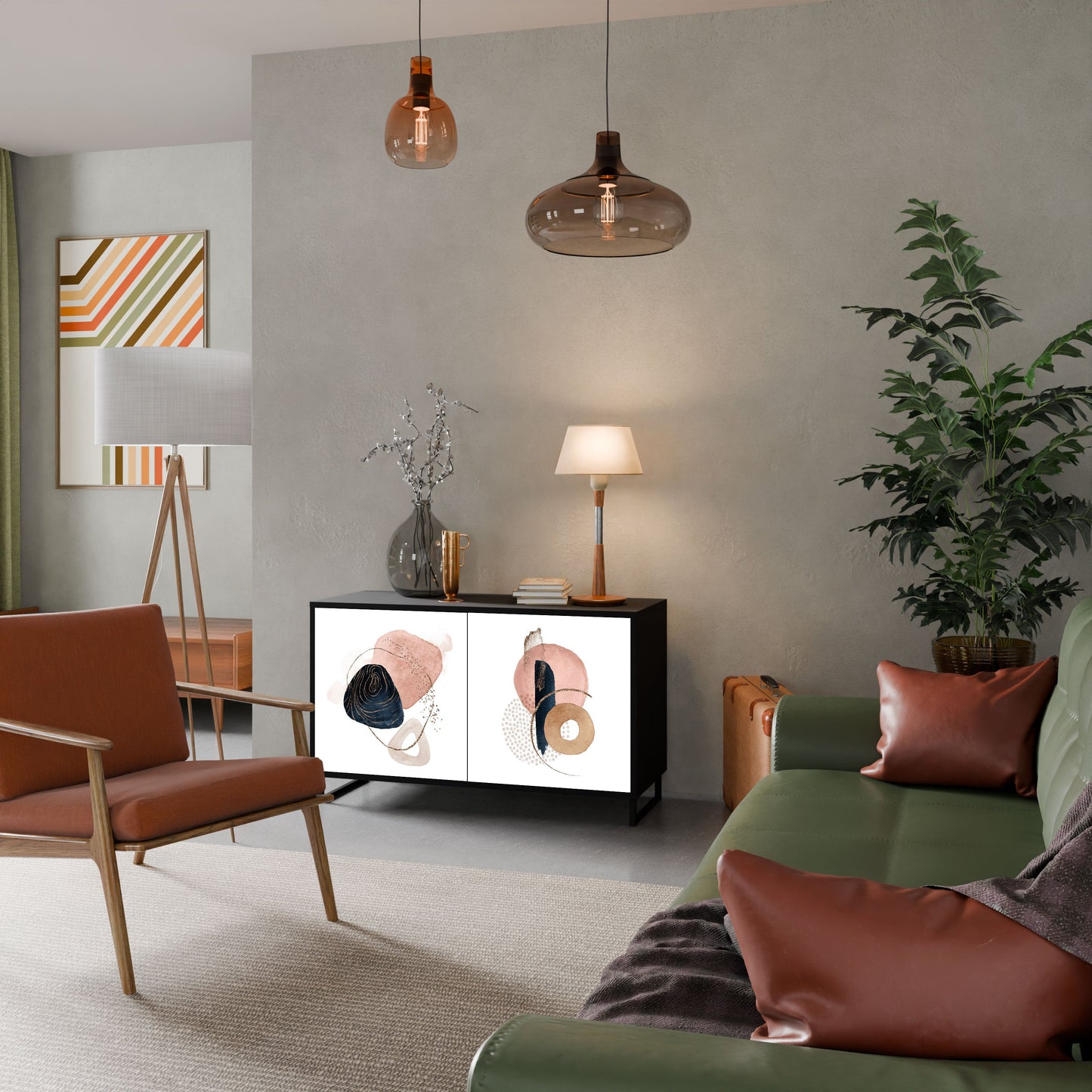 Credenza a 2 ante COLORFUL SHAPES in finitura nera