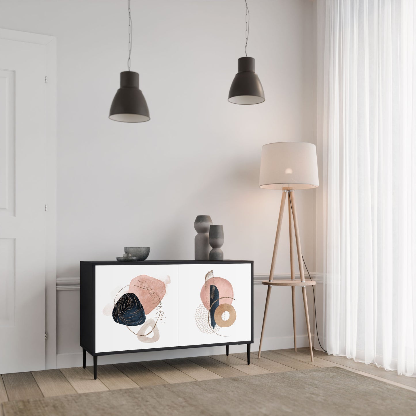 Credenza a 2 ante COLORFUL SHAPES in finitura nera