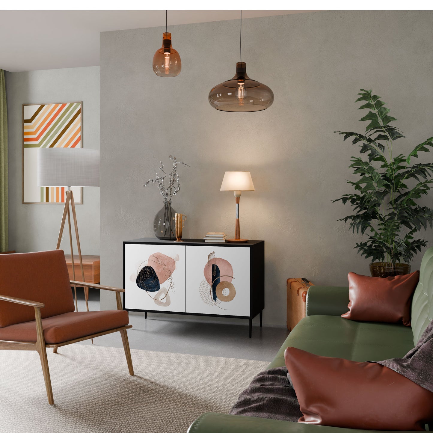 Credenza a 2 ante COLORFUL SHAPES in finitura nera