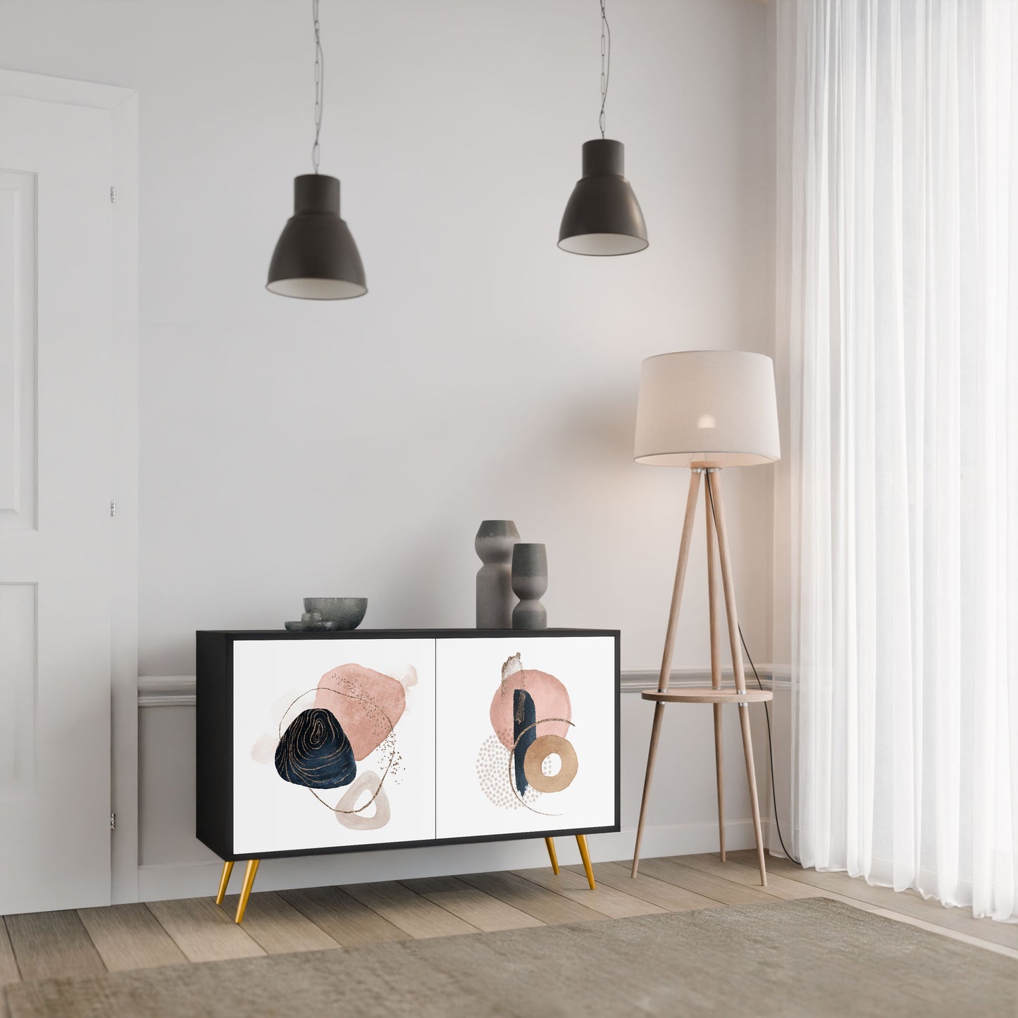 Credenza a 2 ante COLORFUL SHAPES in finitura nera