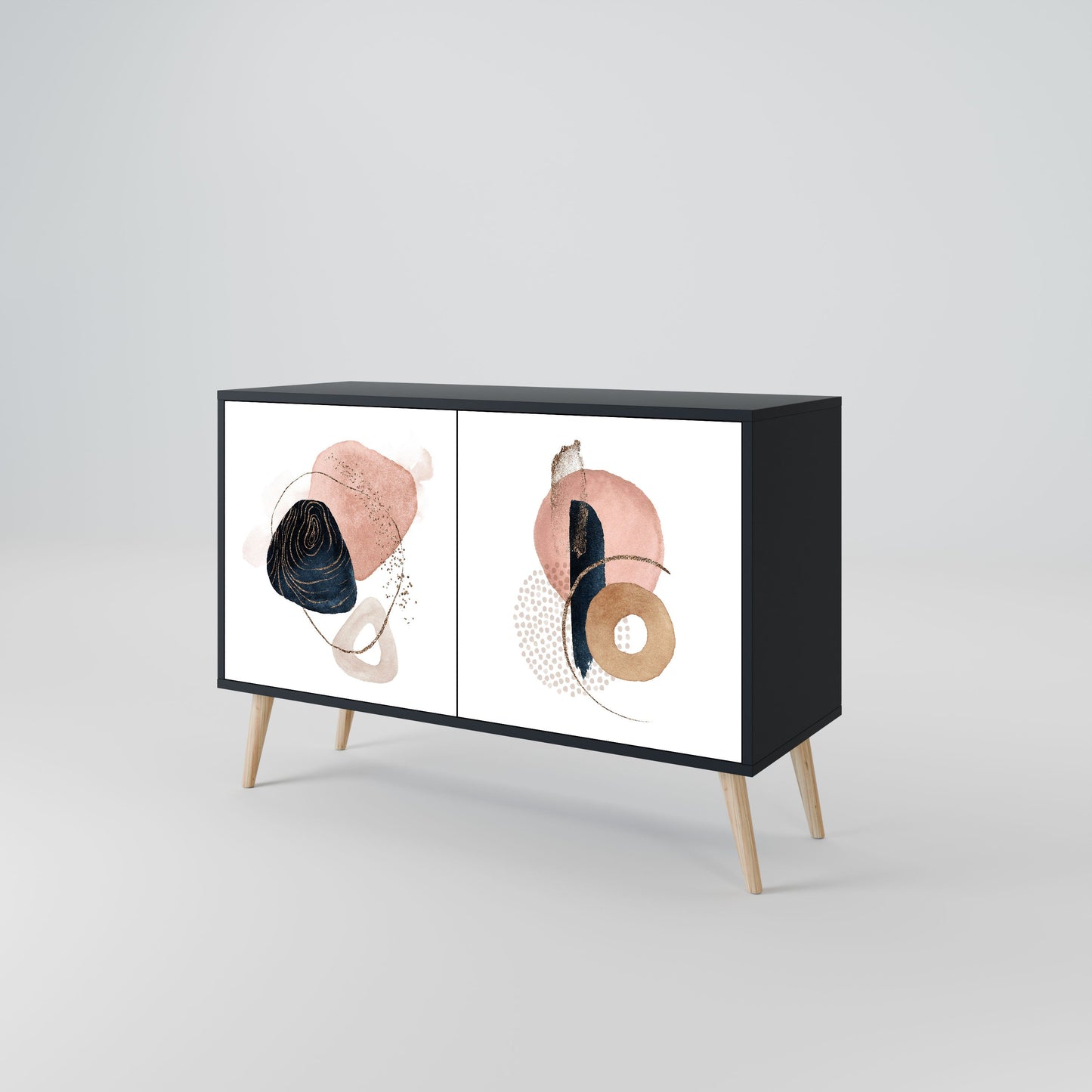 Credenza a 2 ante COLORFUL SHAPES in finitura nera